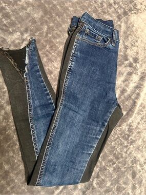 Buffalo David Bitton Blue Denim Jeans with Black Side Panels